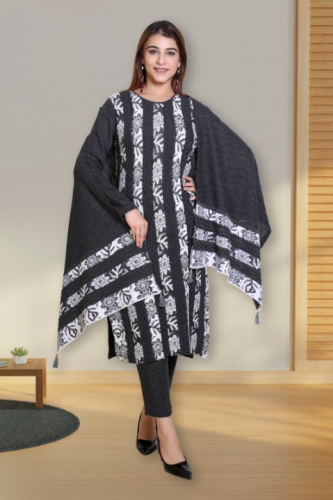 LADIES WOOLLEN KURTI PLAZO SET