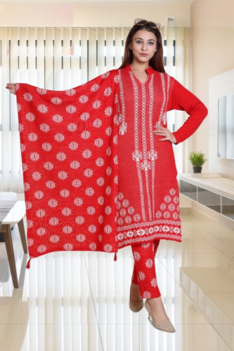 LADIES WOOLLEN KURTI PLAZO SET