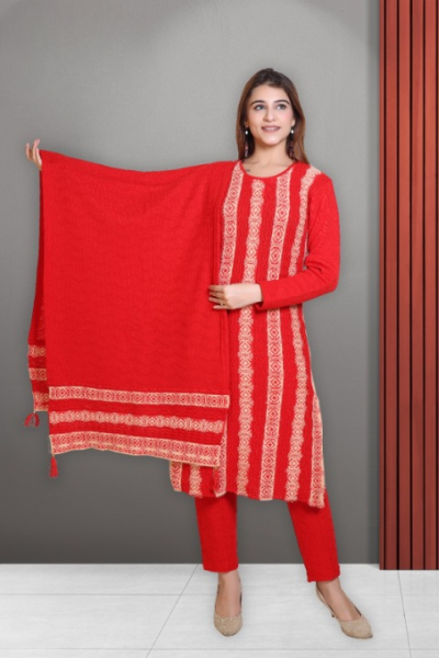 LADIES WOOLLEN KURTI PLAZO SET