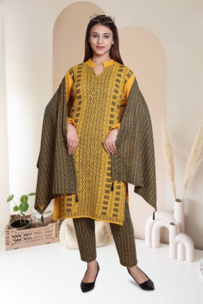 LADIES WOOLLEN KURTI PLAZO SET